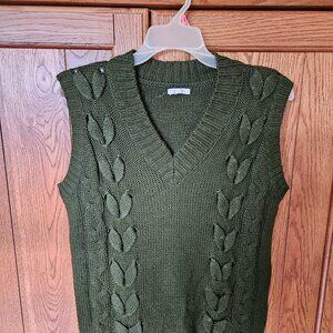Cottagecore Bliss: Olive Green Knit Sweater Vest